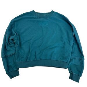 Oner Blue Active Sweatshirt Size L* Embroidered Logo Cropped Cotton Blend